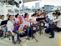 "Ship Ahoy: Diet for Climate" performers - Catholic Filipino Academy Homeschool Orchestra, Kultura para sa Kalayaan (KULAY), and Safe Cities Youth Theater Advocacy Group (SCYTAG)